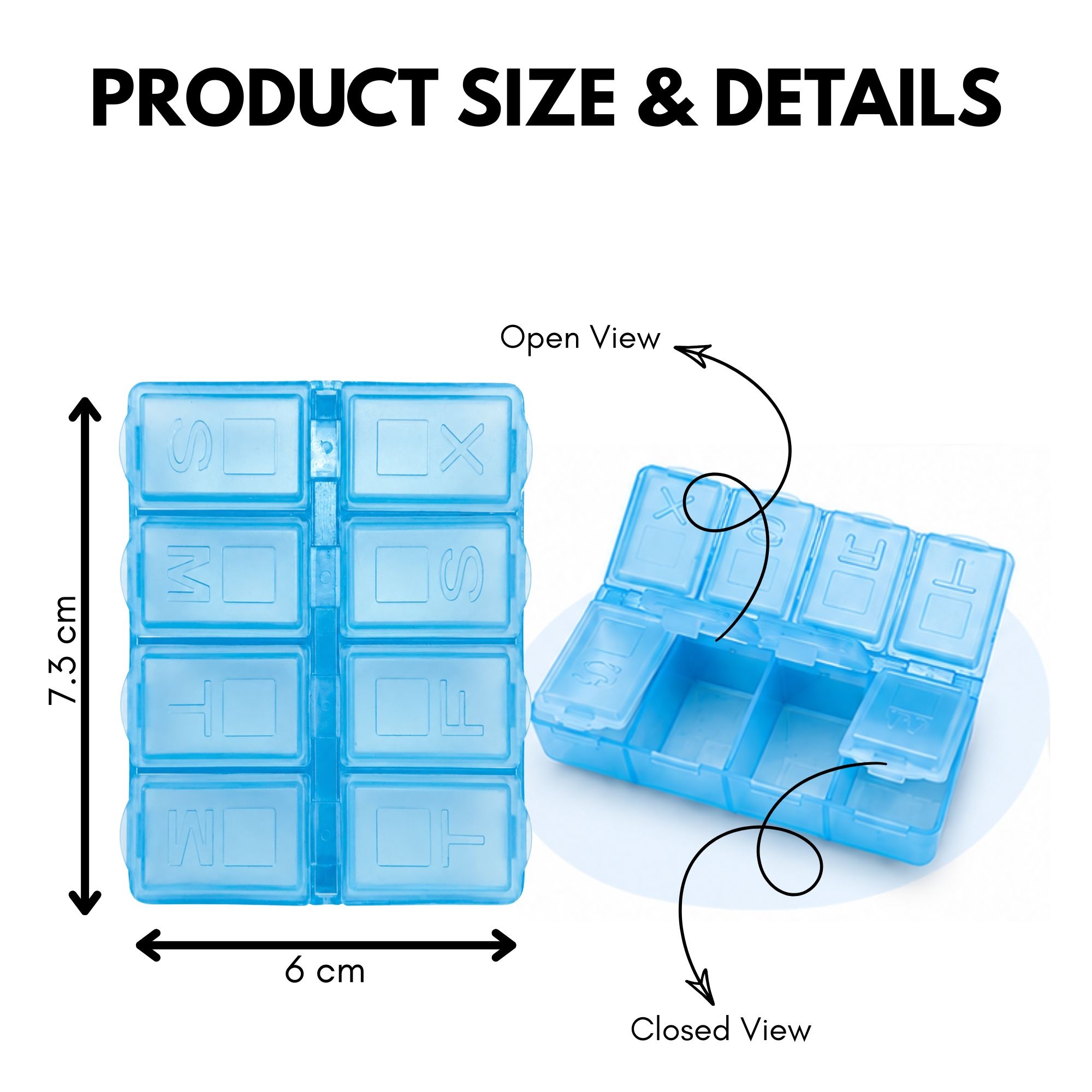 TR-0021 TRAVEL PILL BOX 8 COMPARTMENT