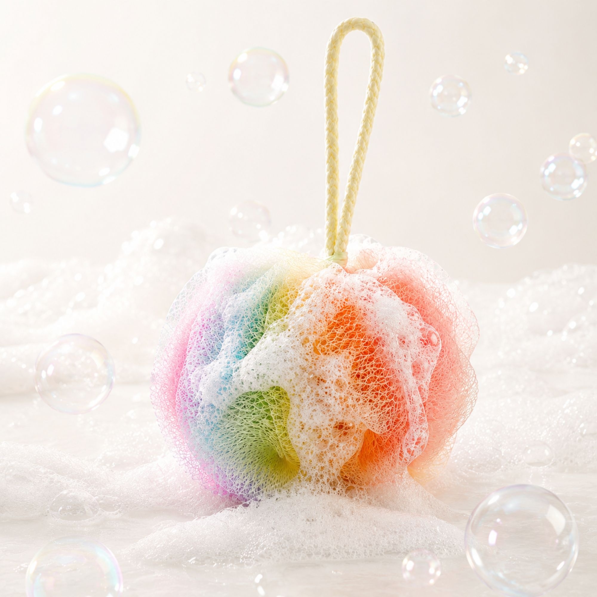 #0227 BATH NYLON ROUND RAINBOW