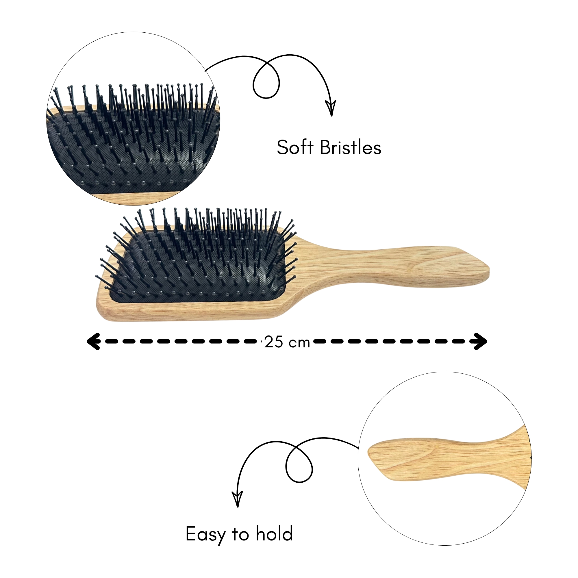#0281 BRUSH COMB SQUARE WOOD BLISTER 25CM x 8.5CM image