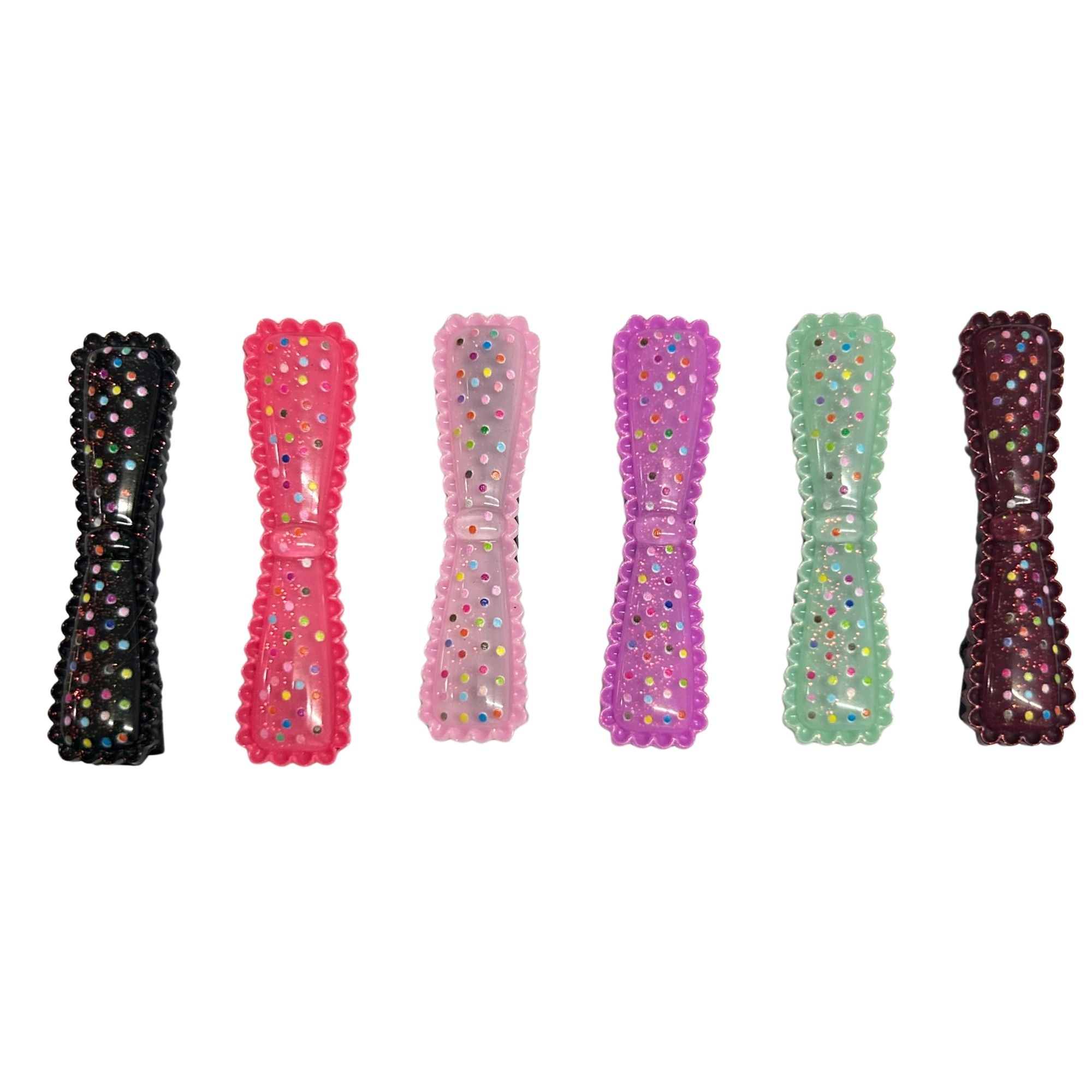 #0384 RIBBON COLORFUL POLKADOT HAIR CLIP 6CM 2PCS image