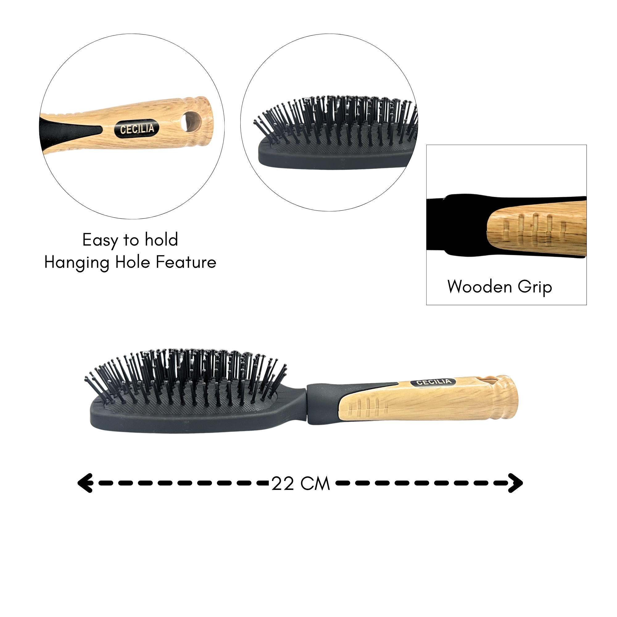 #0392 CECILIA HAIR BRUSH SQUARE (SMALL) image