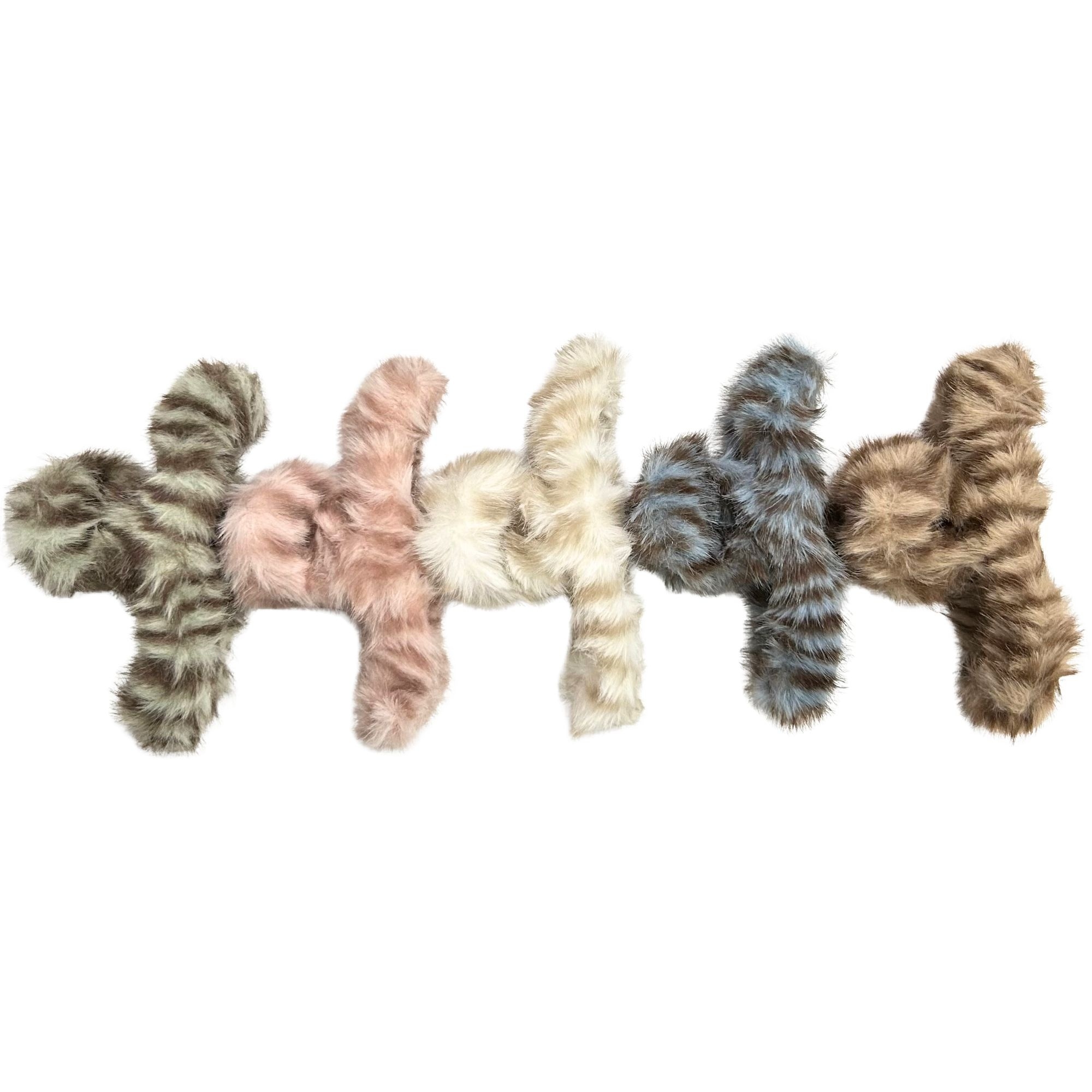 #0466 FLUFFY STRIPE HAIR CLAW 14CM image