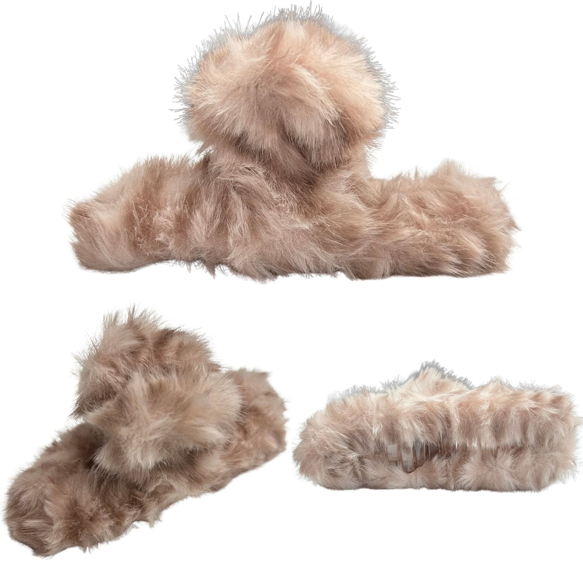 #0466 FLUFFY STRIPE HAIR CLAW 14CM image