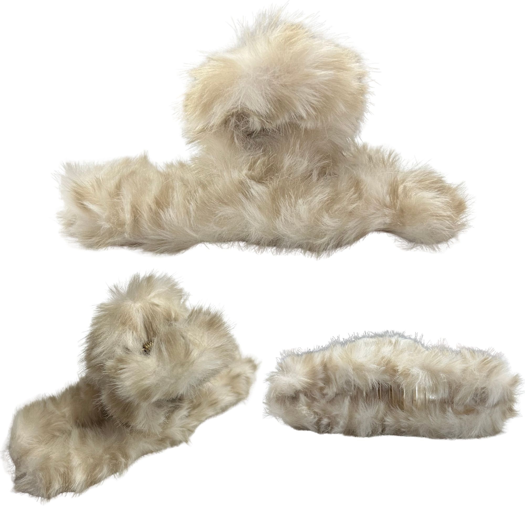 #0466 FLUFFY STRIPE HAIR CLAW 14CM image