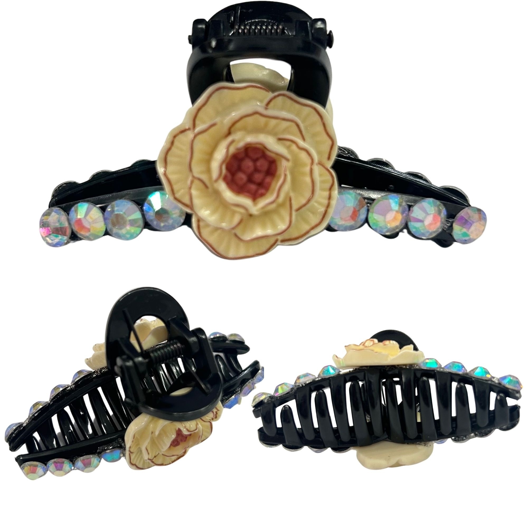 #0467 RHINESTONE FLOWER HAIR CLAW SMALL 7CM image