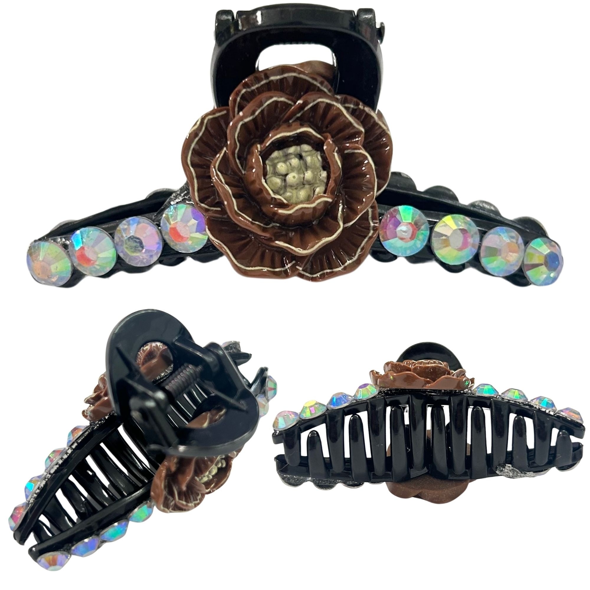 #0467 RHINESTONE FLOWER HAIR CLAW SMALL 7CM image
