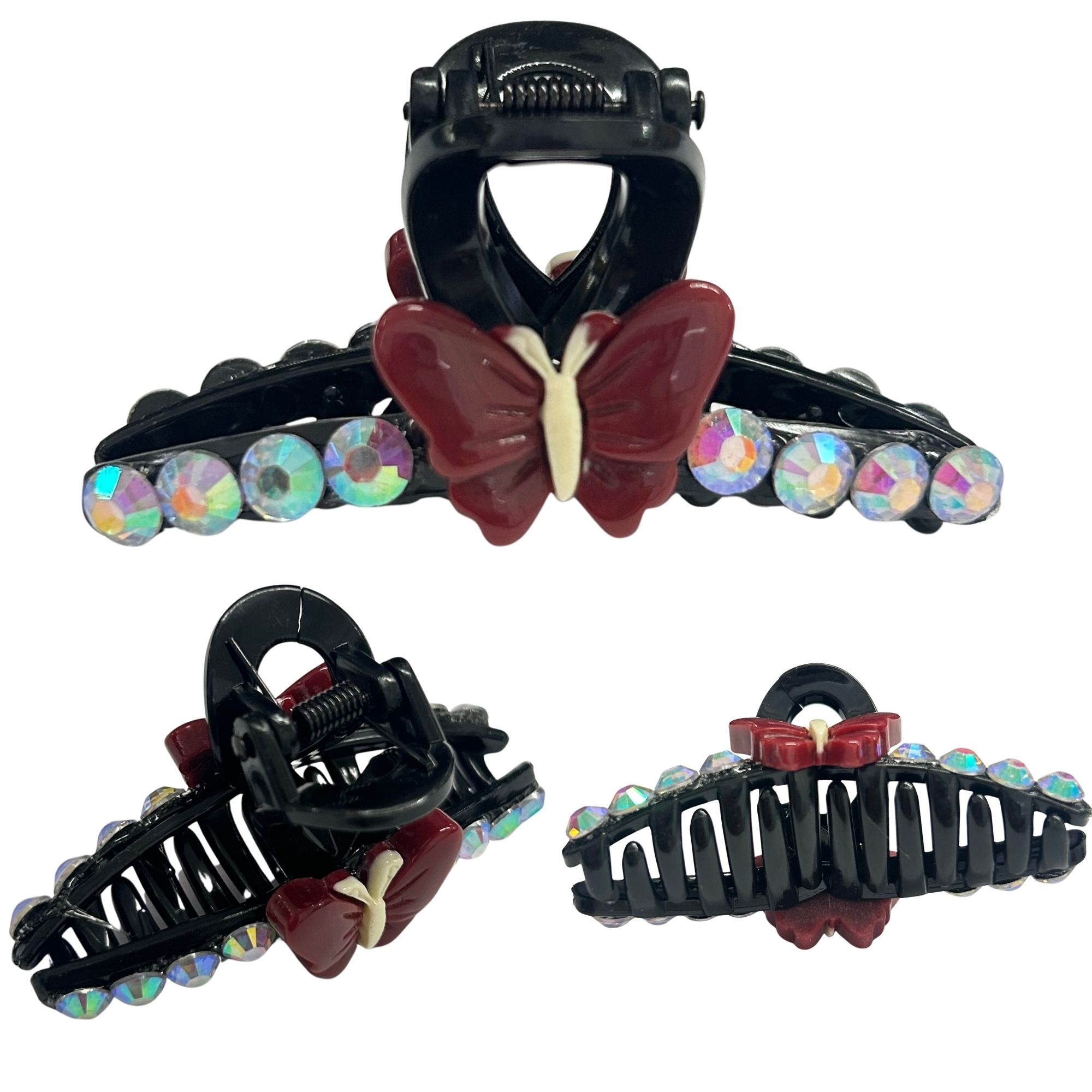 #0468 RHINESTONE BUTTERFLY HAIR CLAW SMALL 7CM image