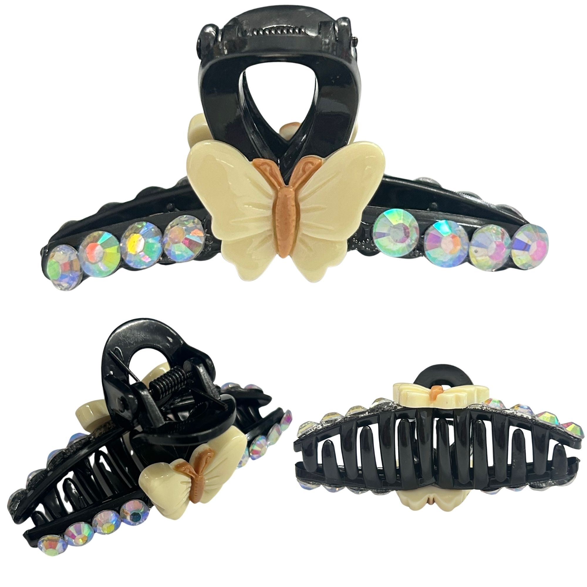 #0468 RHINESTONE BUTTERFLY HAIR CLAW SMALL 7CM image