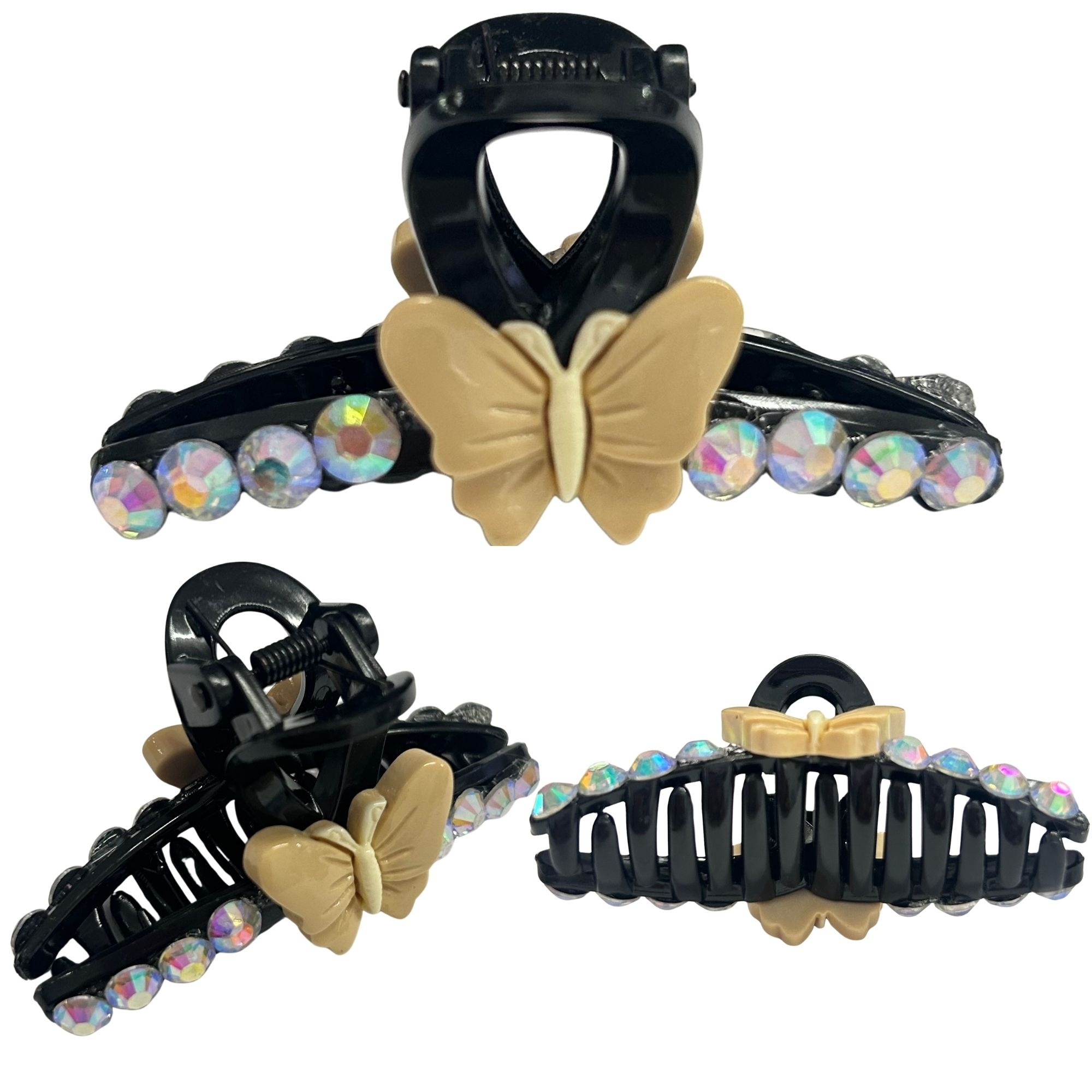 #0468 RHINESTONE BUTTERFLY HAIR CLAW SMALL 7CM image