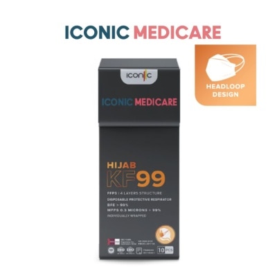 ICONIC [Hijab] KF99 Platinum Black Medical Respirator Face Mask (10pcs)