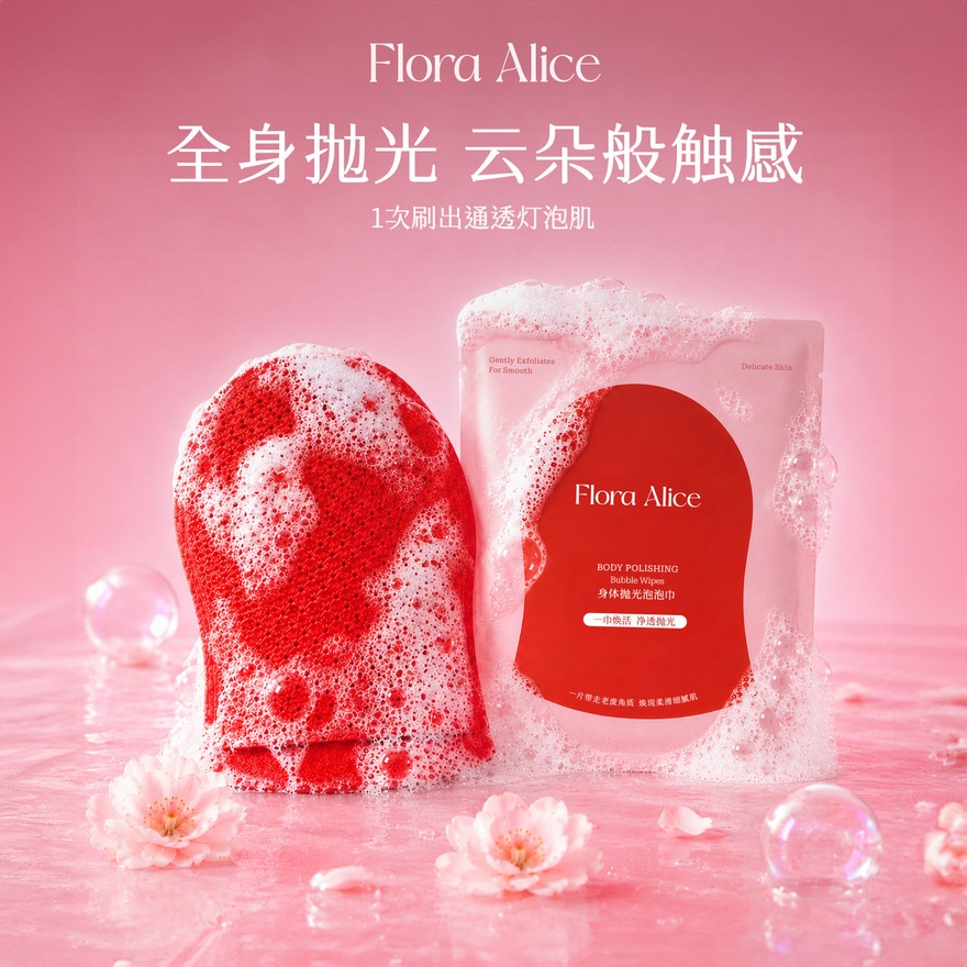 [ FLORA ALICE ]  Body Polishing Bubble Wipes 25ml x 5 pcs