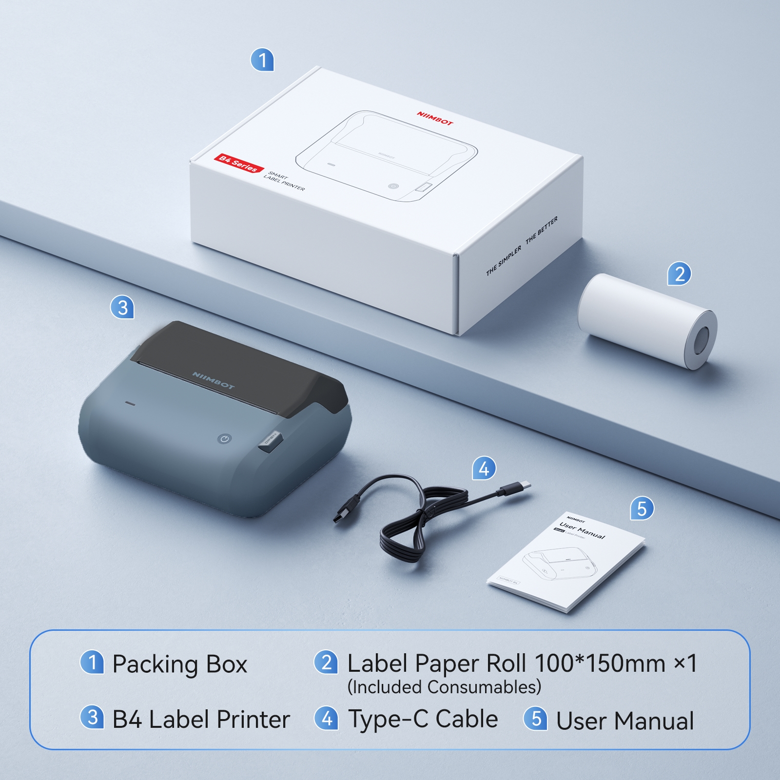 NIIMBOT B4 Portable 4-Inch Bluetooth Thermal Label Printer
