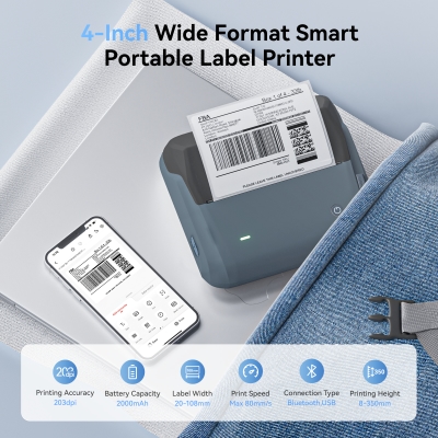 NIIMBOT - NIIMBOT B4 Portable 4-Inch Bluetooth Thermal Label Printer