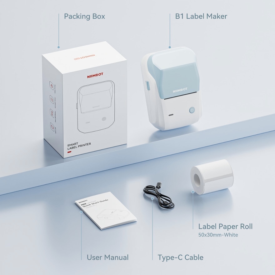 NIIMBOT B1 Thermal Wireless Label Printer Commercial Stickers Print Labels 