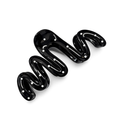 EVA & EVE - #0437 WAVY HAIR CLAW POLKADOT BLACK 12.5CM