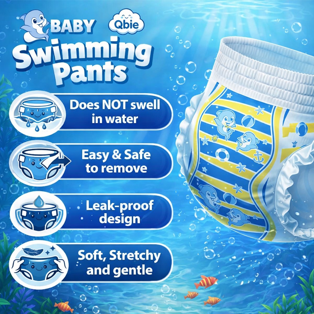Qbie Baby Swimming Diapers - M size ( 5kg-10kg ) image