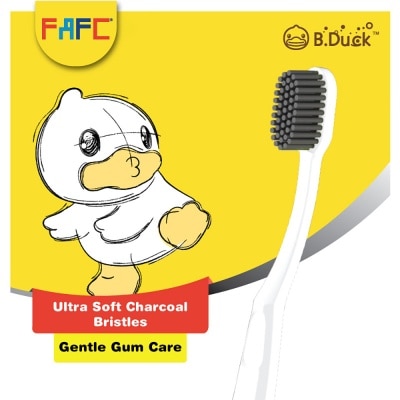 FAFC FAFC B.Duck Licensed Youth Toothbrush 4s - Compact Charcoal Ultra Soft Bristles, Gentle Gum Care for Teens & Young Adult