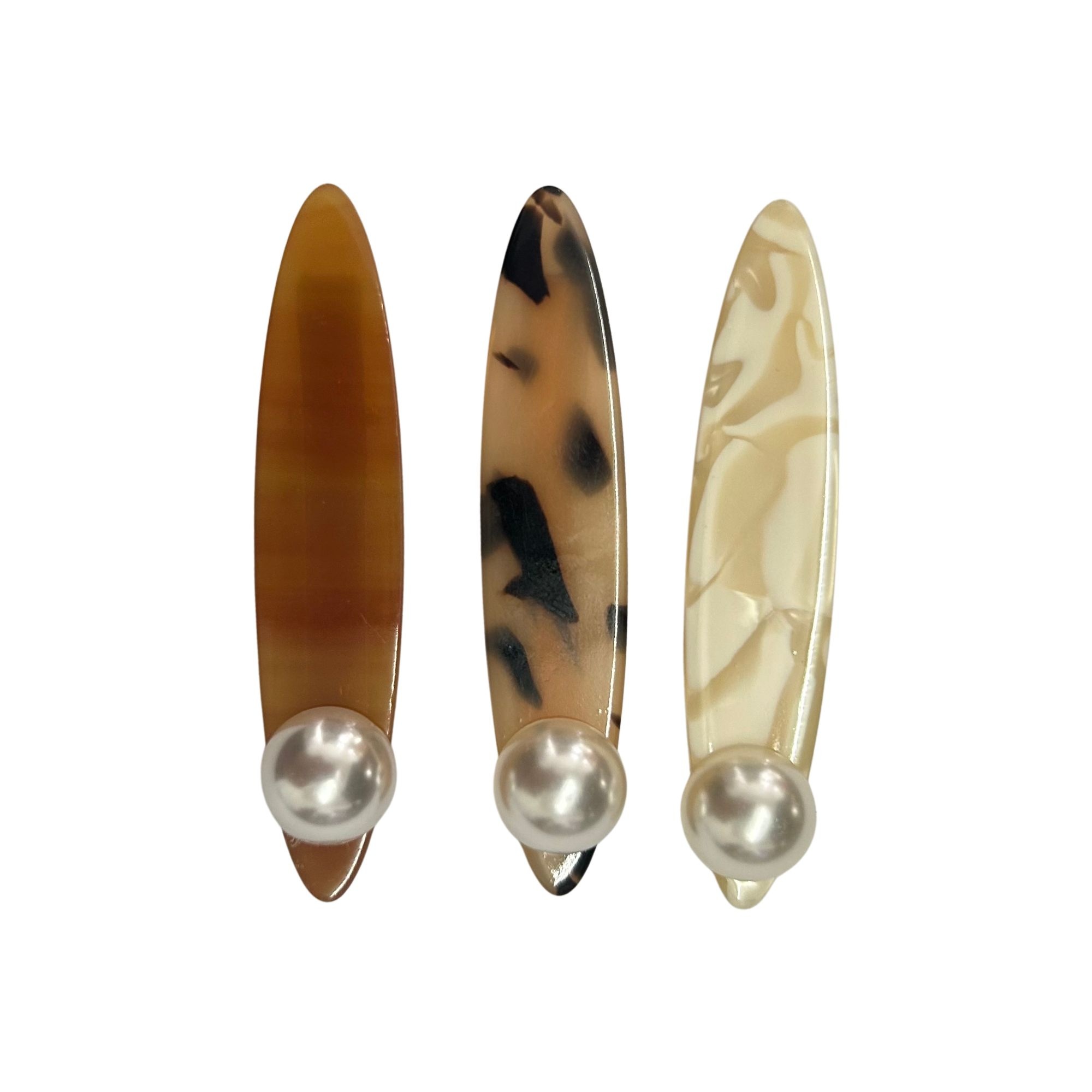#0376 PEARL ACCENT MARBLE SNAP HAIR CLIP 1'S 6.5CM image