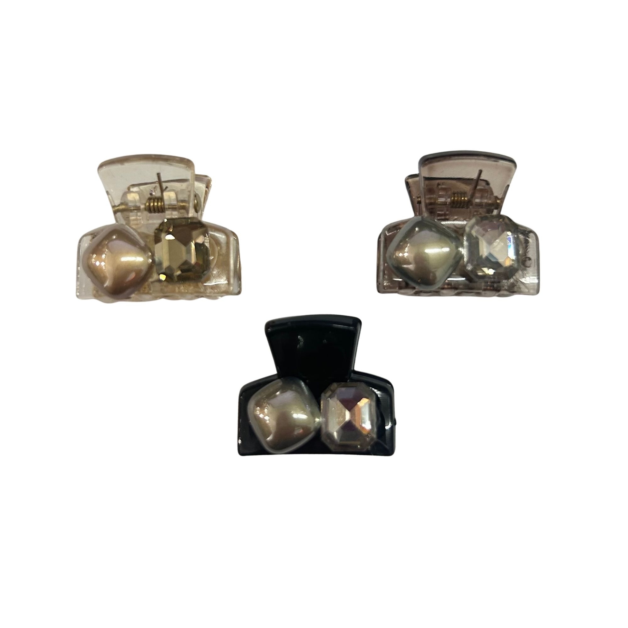 #EA0013 PEARL CRYSTAL MINI HAIR CLAW 2.5CM image