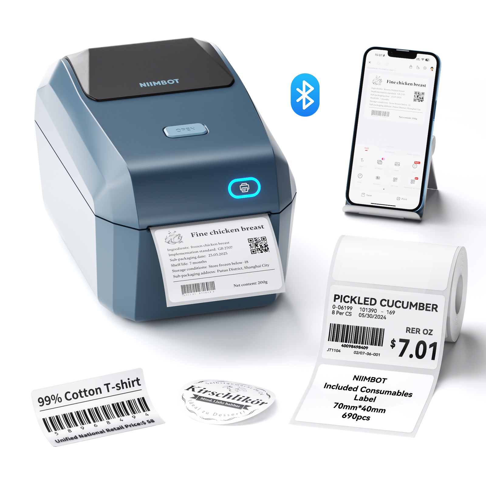NIIMBOT K3W High-Speed Desktop 3-Inch Bluetooth Thermal Label Printer