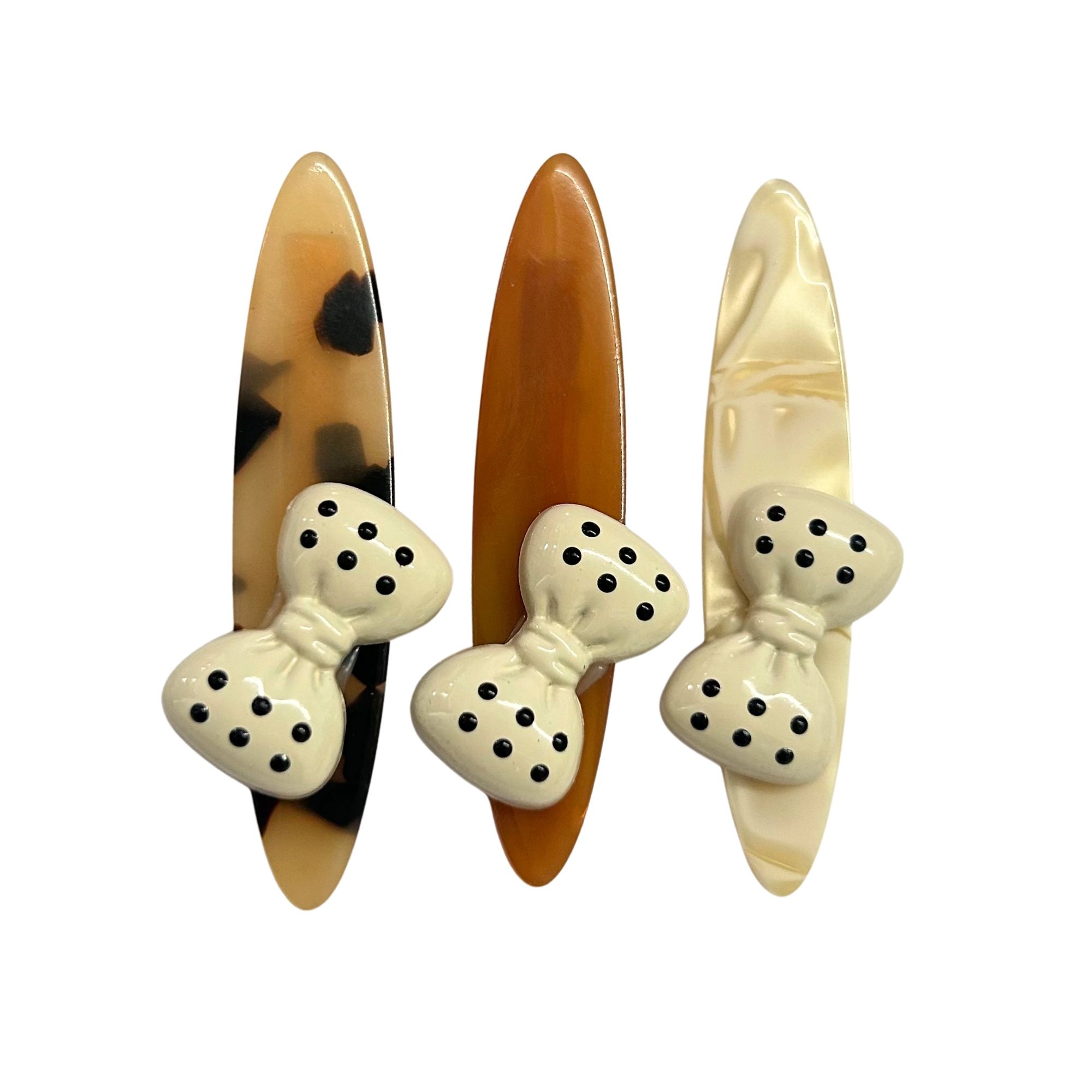 #0376 POLKADOT BOW MARBLE SNAP HAIR CLIP 1'S 6.5CM image