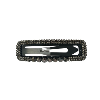 EVA & EVE - #0325 BLACK CRYSTAL BORDER SNAP HAIR CLIP 7CM image