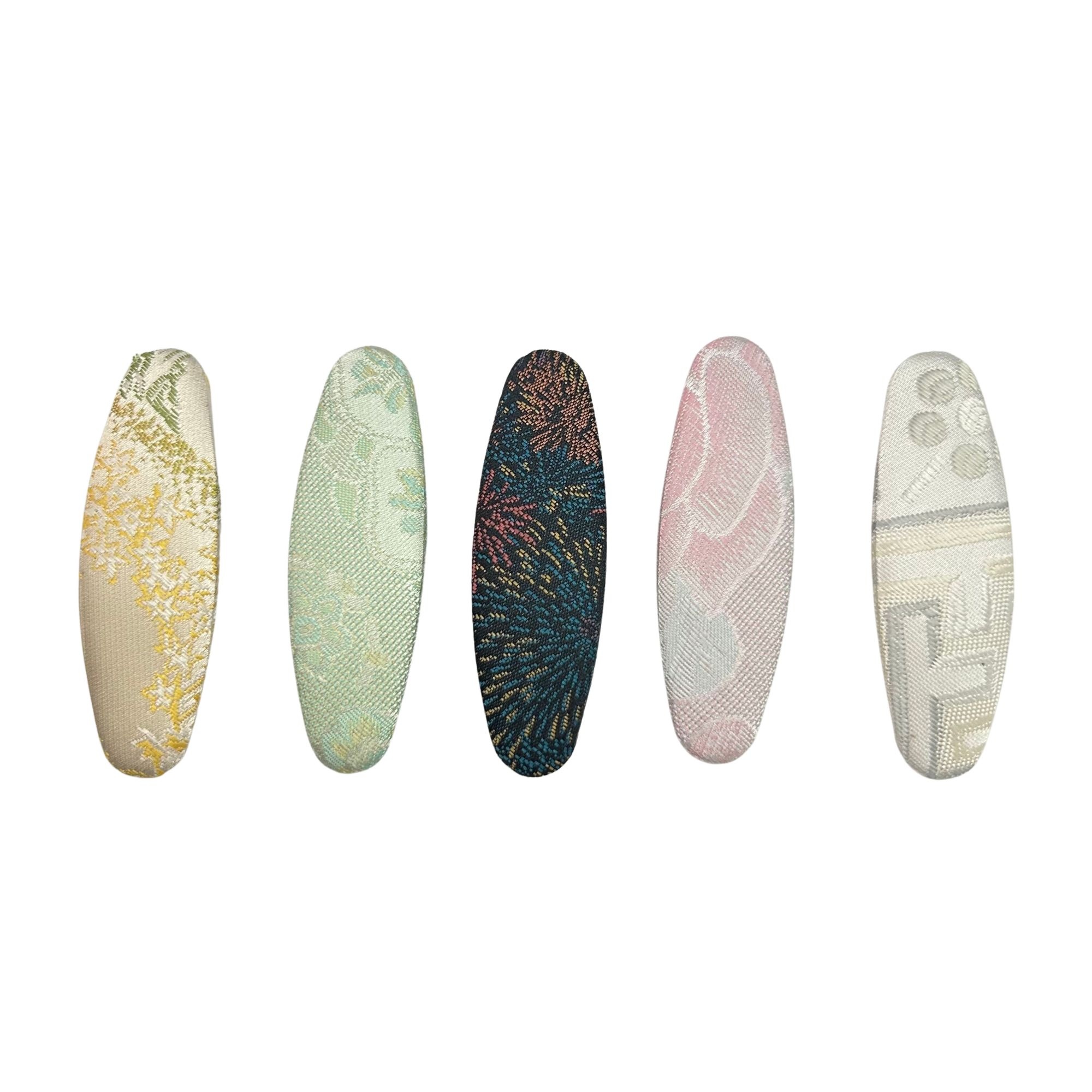 #EA0037 SILKY COTTON FABRIC OVAL HAIR CLIP 7.3CM image