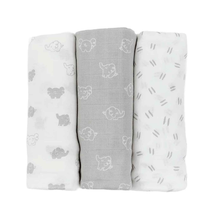 Not Too Big Muslin Swaddle 3pk Bamboo Essential Elephant image