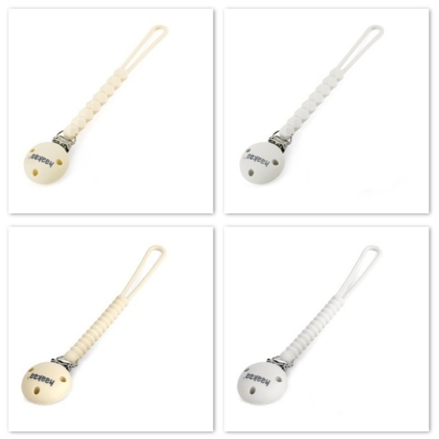 Haakaa Silicone Flexi Dummy Holder Pacifier Hanger Teether Holder Steel Clip - Diamond Cream