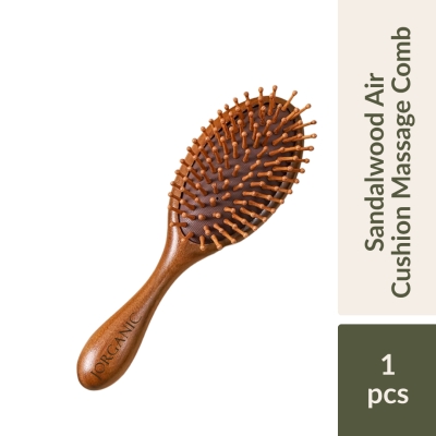 JORGANIC - JORGANIC Sandalwood Air Cushion Massage Comb – Anti-Static Wooden Paddle Brush For Scalp Care & Long Hair