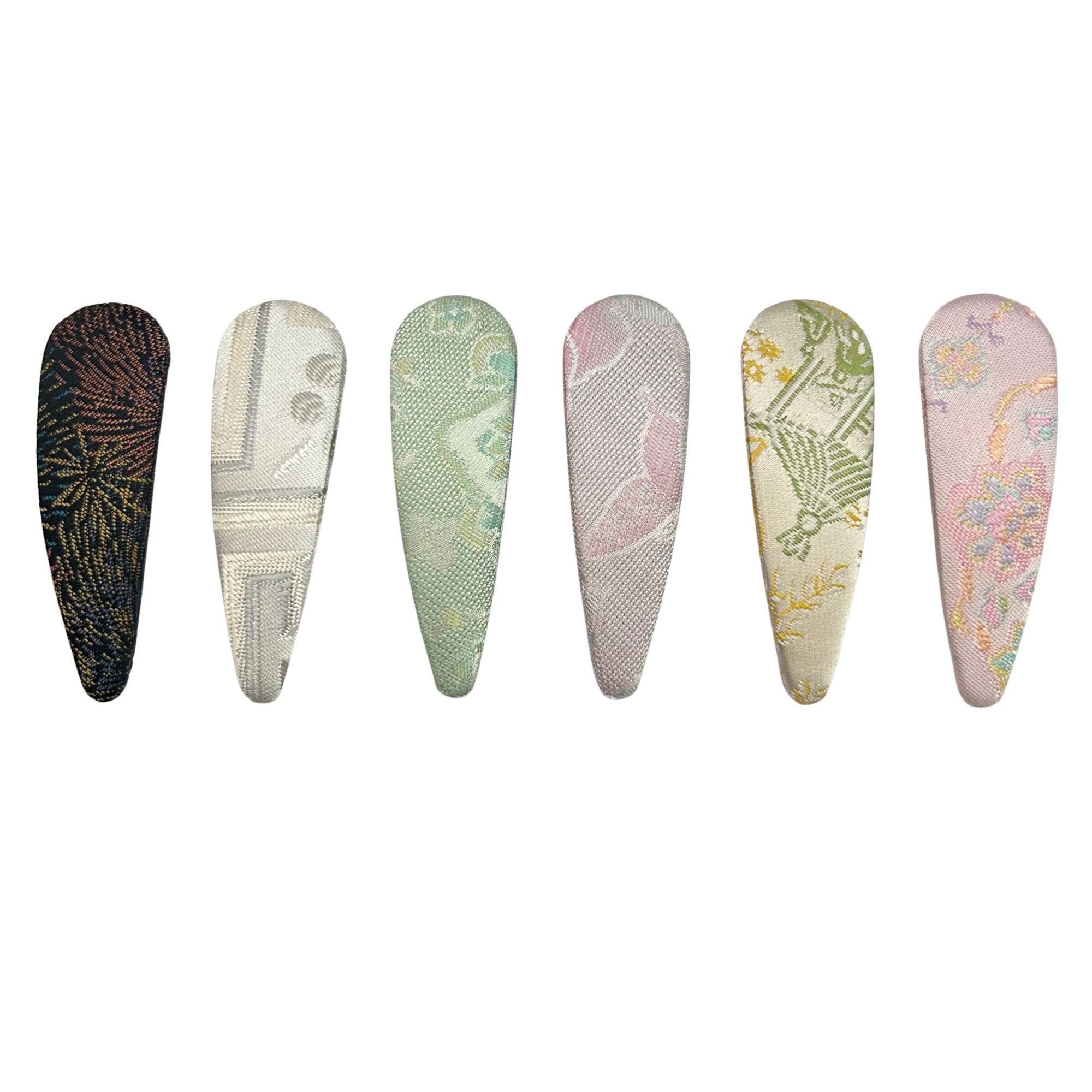 #EA0037 SILKY COTTON FABRIC TEARDROP HAIR CLIP 7.5CM image
