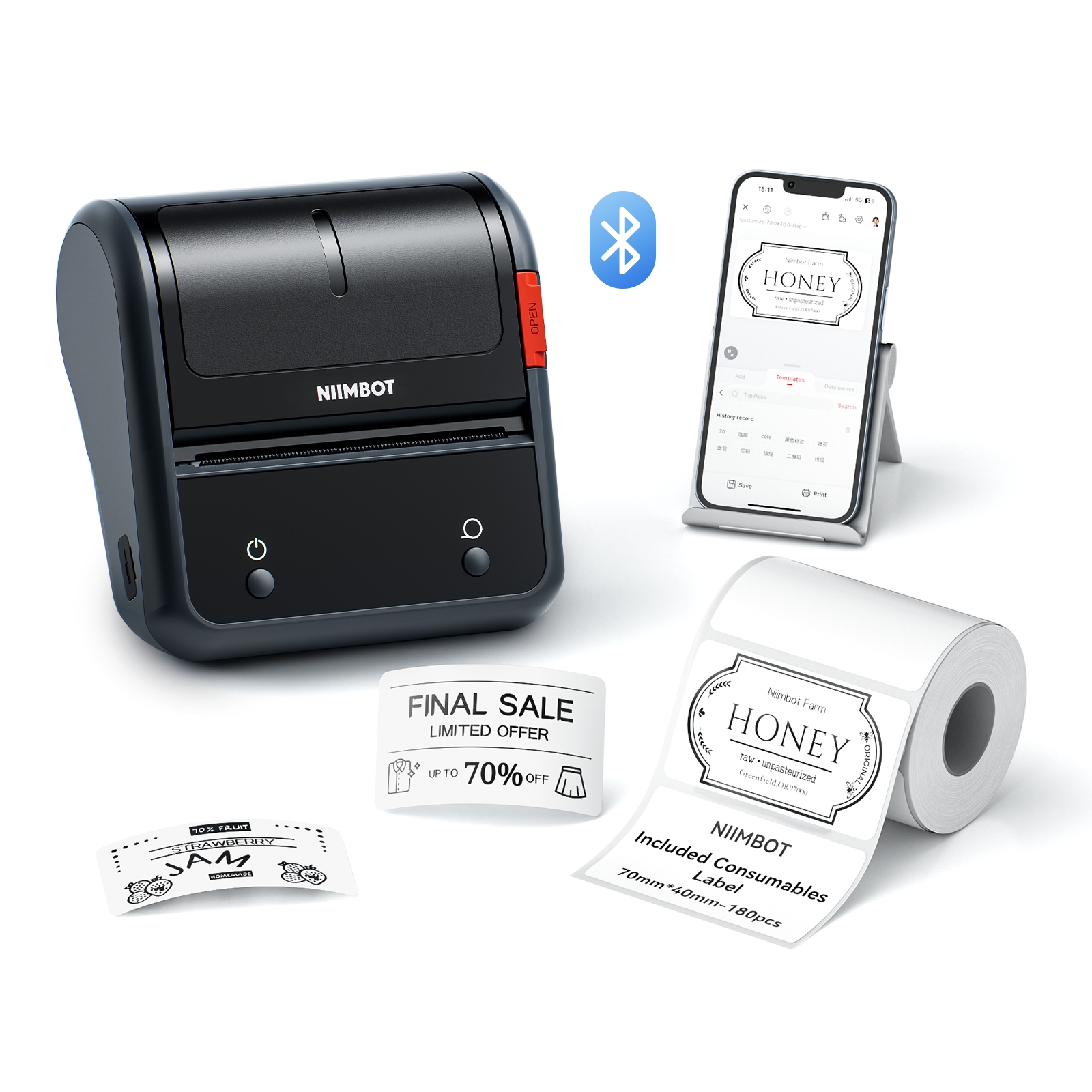 NIIMBOT B3S Portable 3-Inch Bluetooth Thermal Label Printer