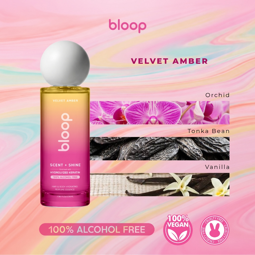 Bloop Scent & Shine Hair and Body Hydrating Perfume Essence Velvet Amber