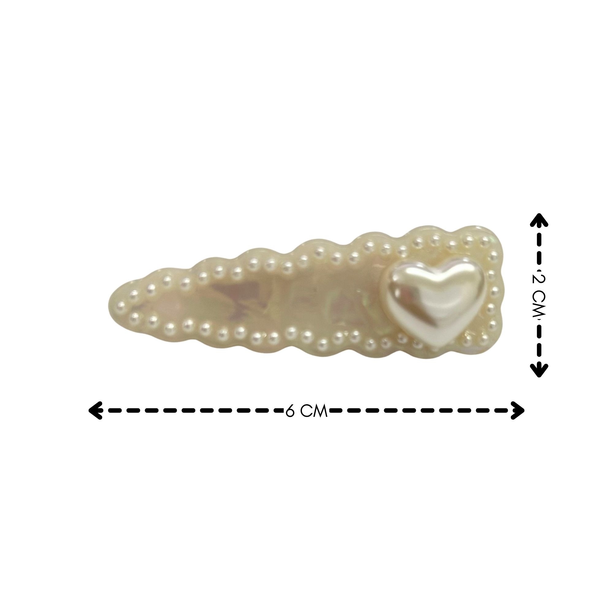 #0383 PEARL HEART BEADED HAIR CLIP 6CM image