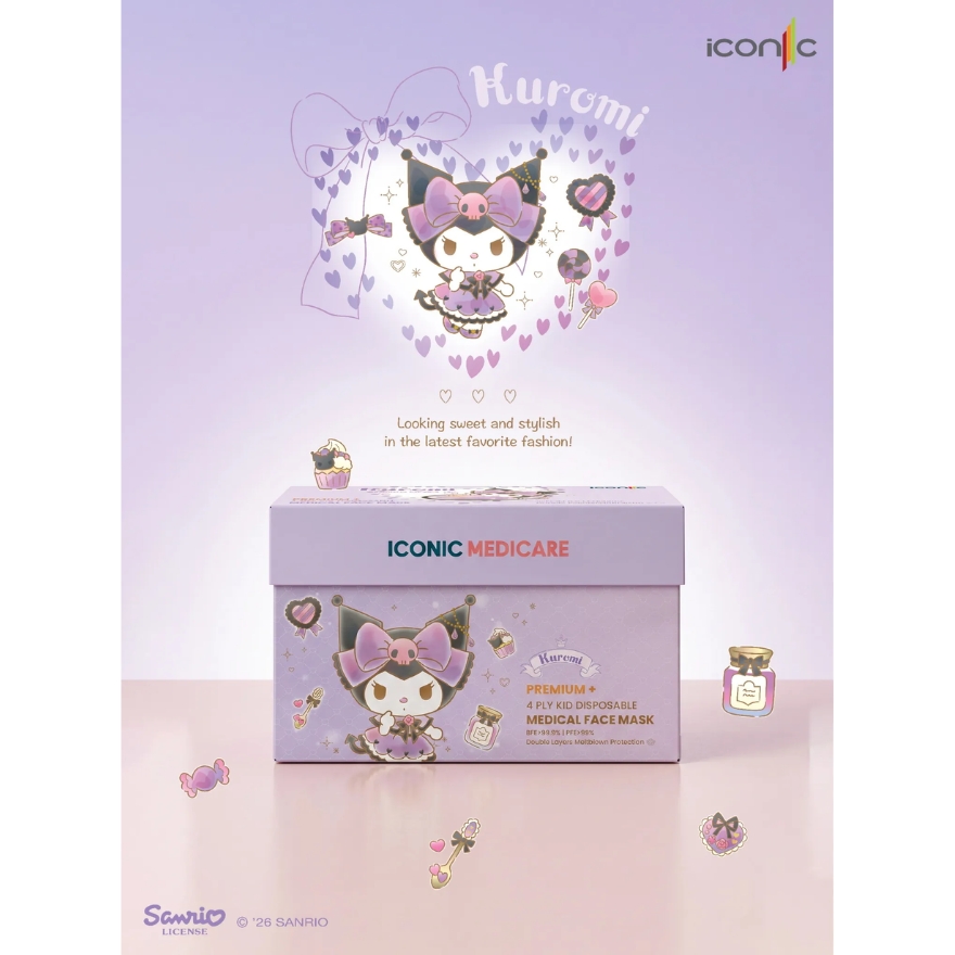 [Kid - Premium+] 4-Ply Kuromi Twinkle Dream Medical Face Mask (30pcs)