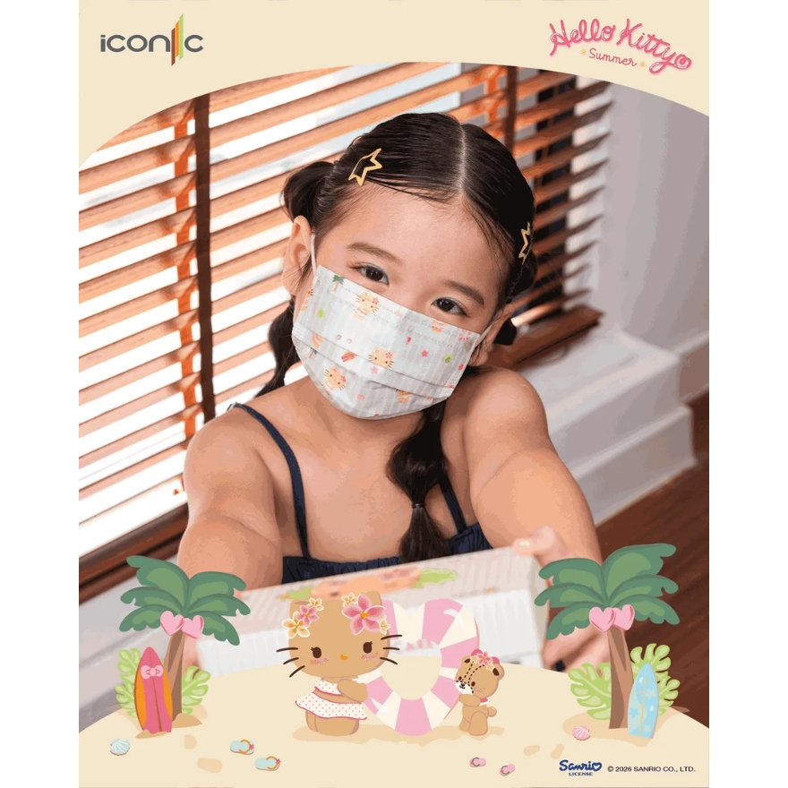 [Kid - Premium+] 4-Ply Hello Kitty Hawaii Summer 2026 Medical Face Mask (30pcs) image