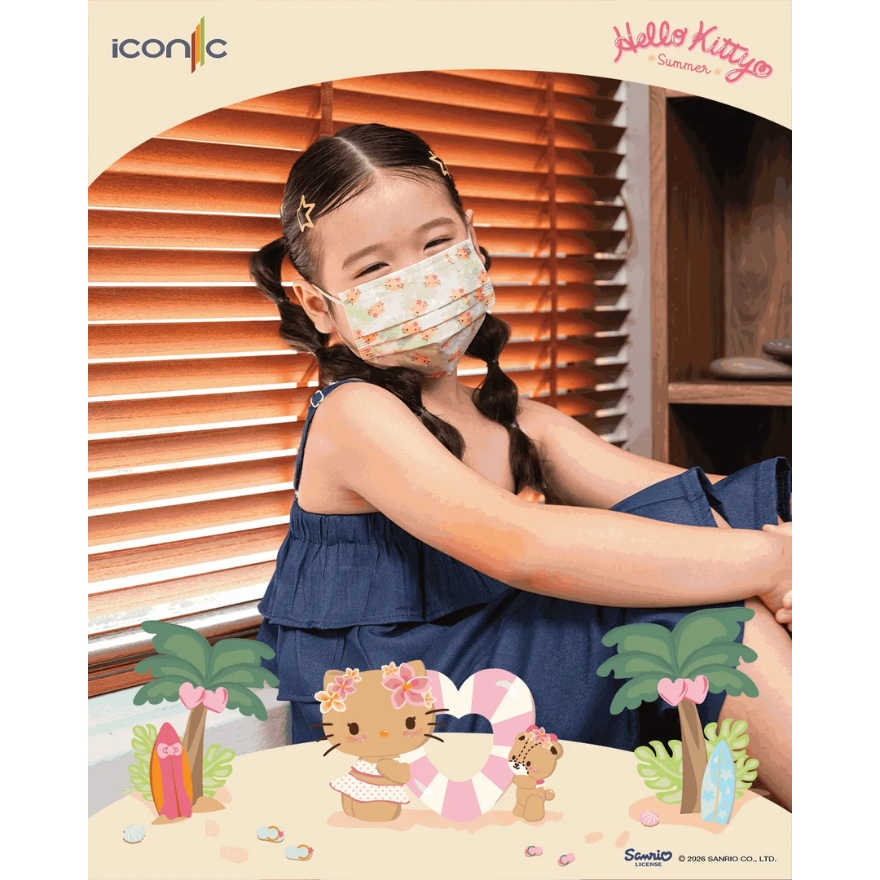 [Kid - Premium+] 4-Ply Hello Kitty Hawaii Summer 2026 Medical Face Mask (30pcs) image