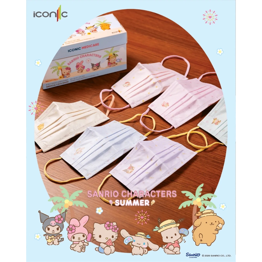 [Adult - Premium+] 4-Ply Sanrio Characters Hawaii Summer 2026 Medical Face Mask (30pcs) image
