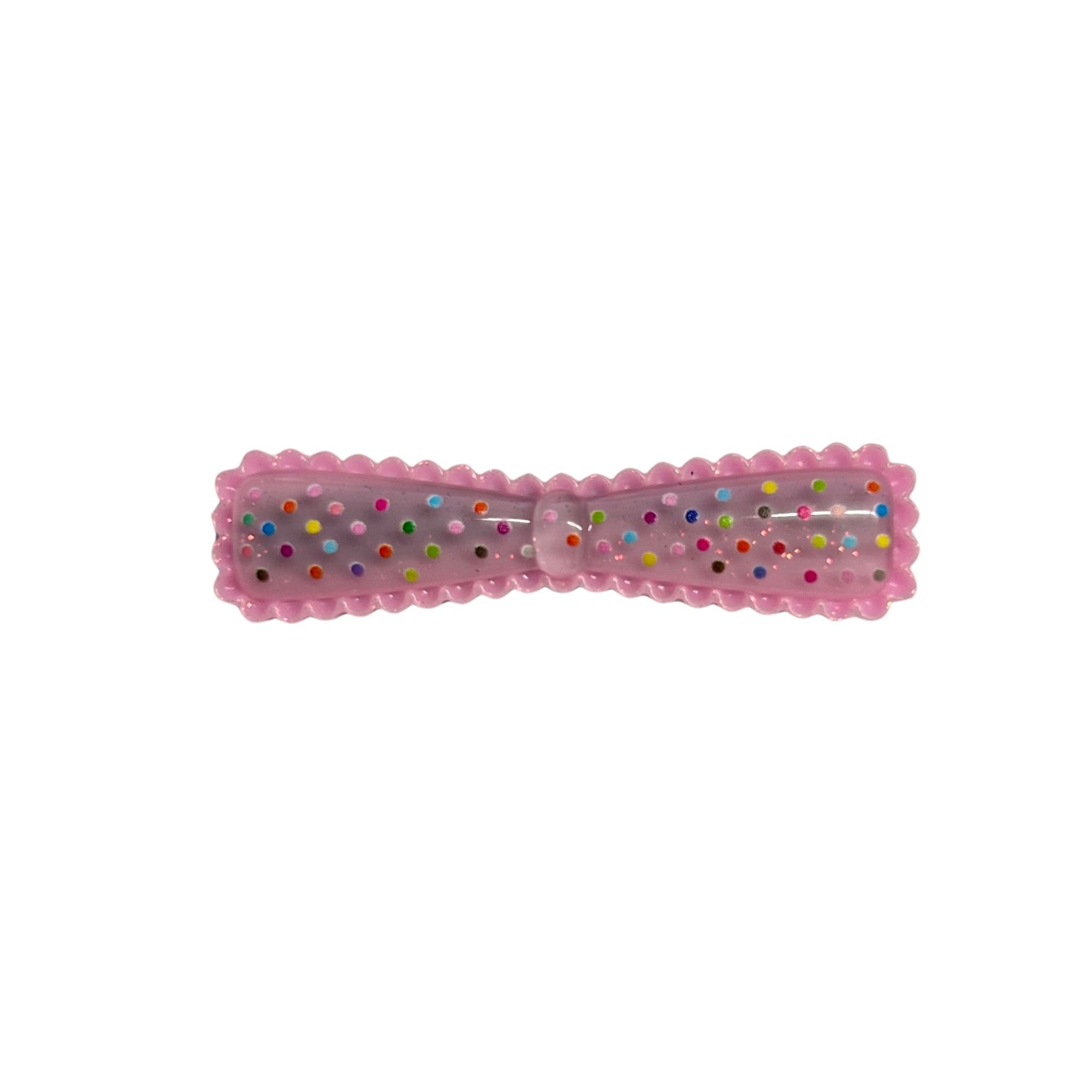 #0384 RIBBON COLORFUL POLKADOT HAIR CLIP 6CM 2PCS image