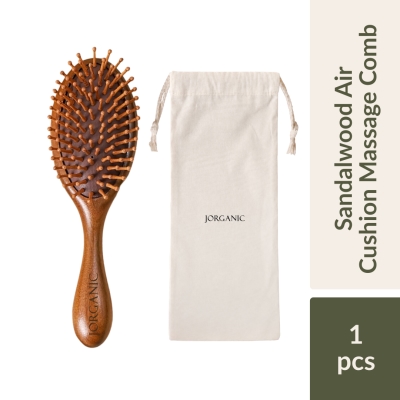 JORGANIC - JORGANIC Sandalwood Air Cushion Massage Comb – Anti-Static Wooden Paddle Brush For Scalp Care & Long Hair