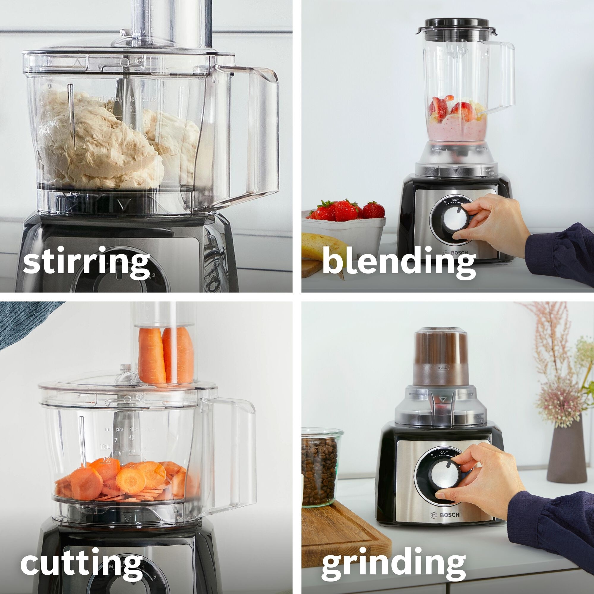 Bosch MultiTalent 3, 2.3L 800W Food Processor, Black/Brushed S.Steel - MCM3501MGB