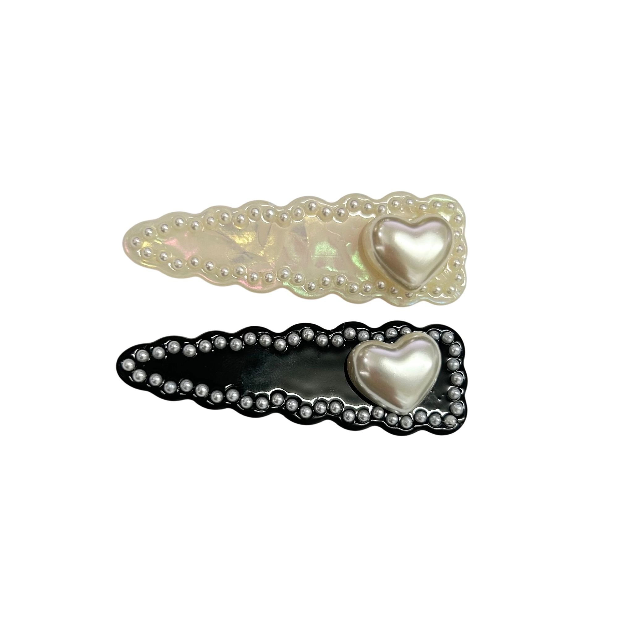 #0383 PEARL HEART BEADED HAIR CLIP 6CM image