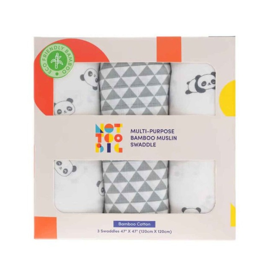 Not Too Big Muslin Swaddle 3pk Bamboo Panda image