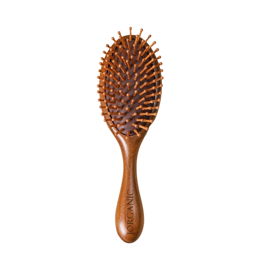 JORGANIC Sandalwood Air Cushion Massage Comb – Anti-Static Wooden Paddle Brush For Scalp Care & Long Hair