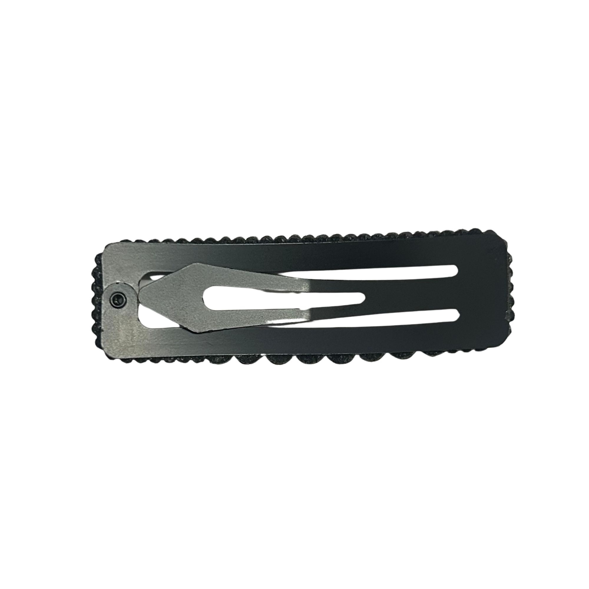 #0325 BLACK CRYSTAL BORDER SNAP HAIR CLIP 7CM image