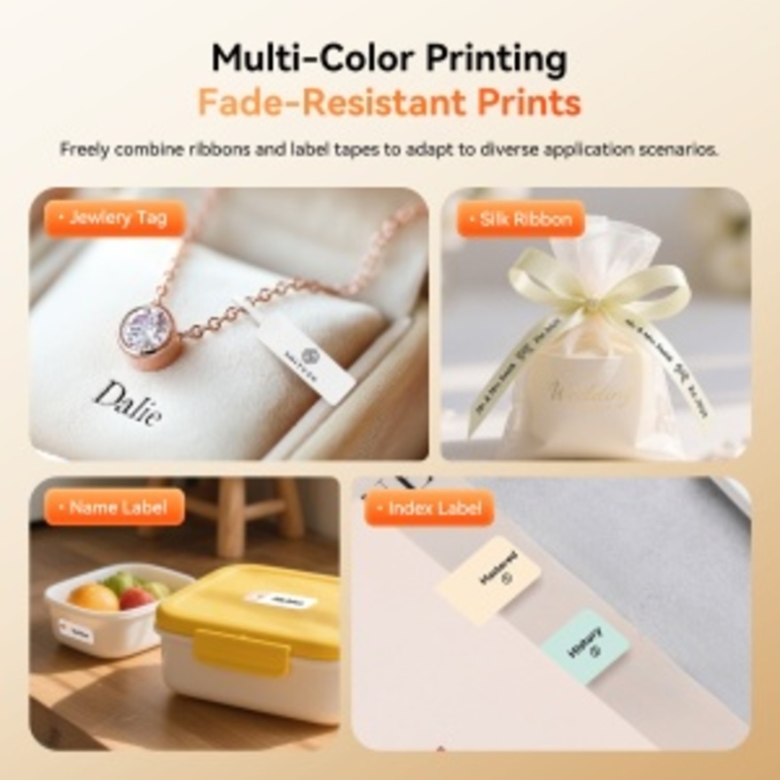 NIIMBOT N1 White Portable Bluetooth Support Color Ribbon Printing Mini Sticker Labeler Rechargeable Label Maker