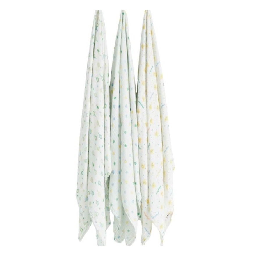 Not Too Big Muslin Swaddle 3pk Bamboo Racket Club image
