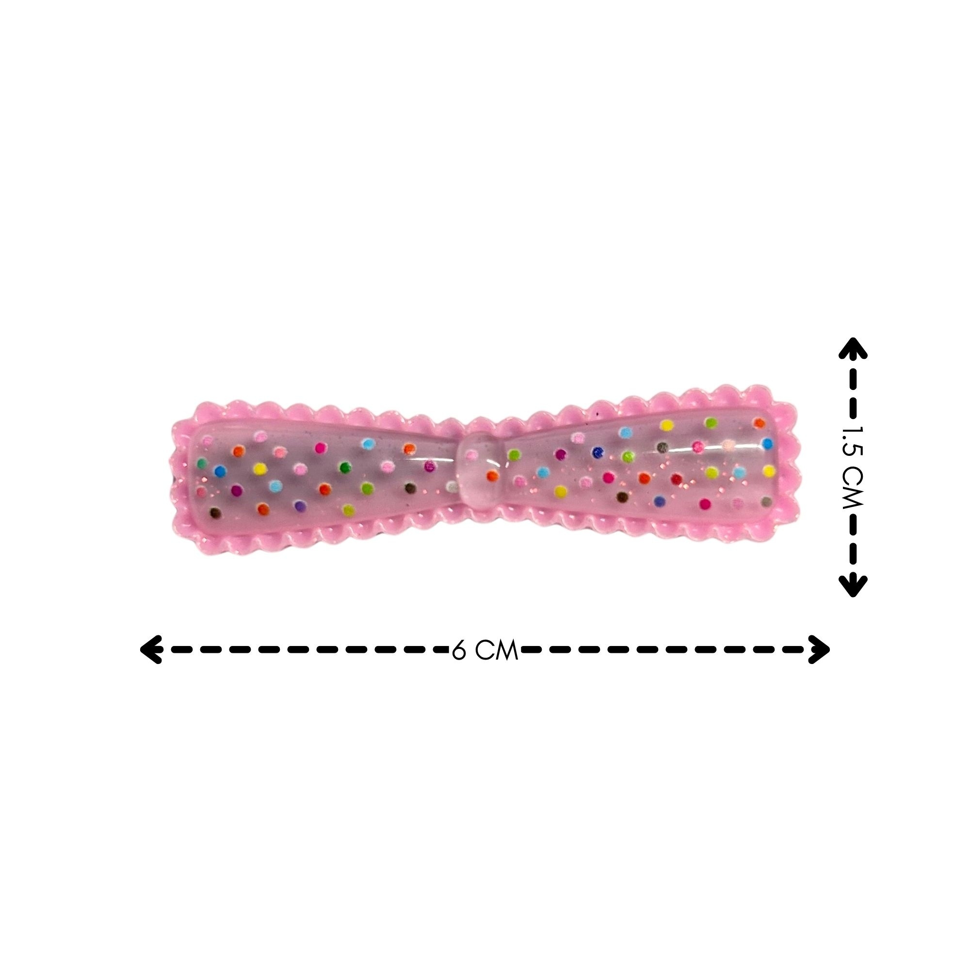 #0384 RIBBON COLORFUL POLKADOT HAIR CLIP 6CM 2PCS image