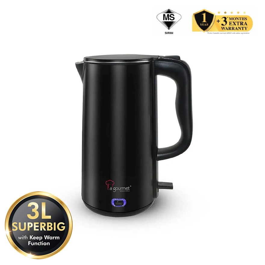 La gourmet Healthy Seamless 3L Electric Kettle with Keep Warm - Matt Black image