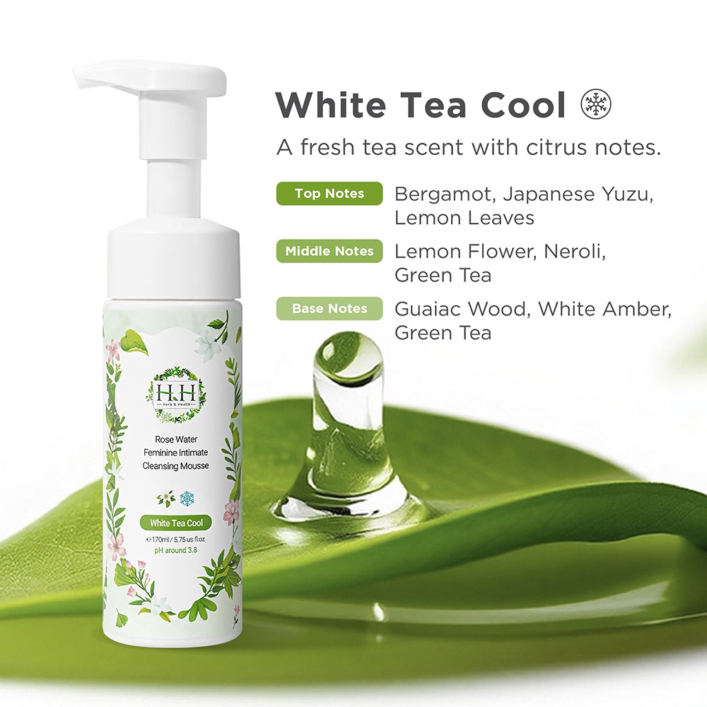 Rose Water Feminine Intimate Cleansing Mousse (White Tea Cool) 170ML
